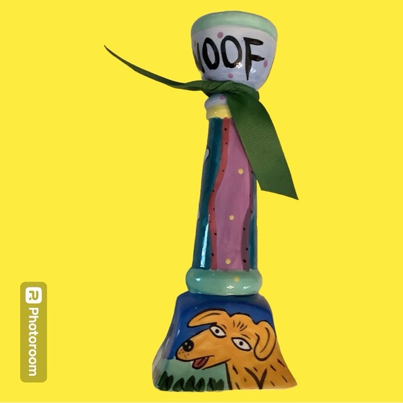 Happy Dog & Cat - WOOF DOG Candlestick "Chaleur" by Karen Gelff, Gently Used. - Picture 1 of 7